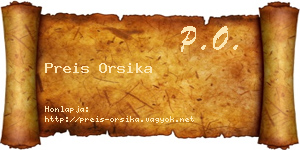 Preis Orsika névjegykártya